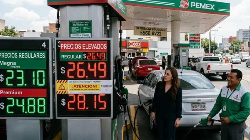Gasolineras con precios altos exhibidas por Profeco en México como medida de protección al consumidor