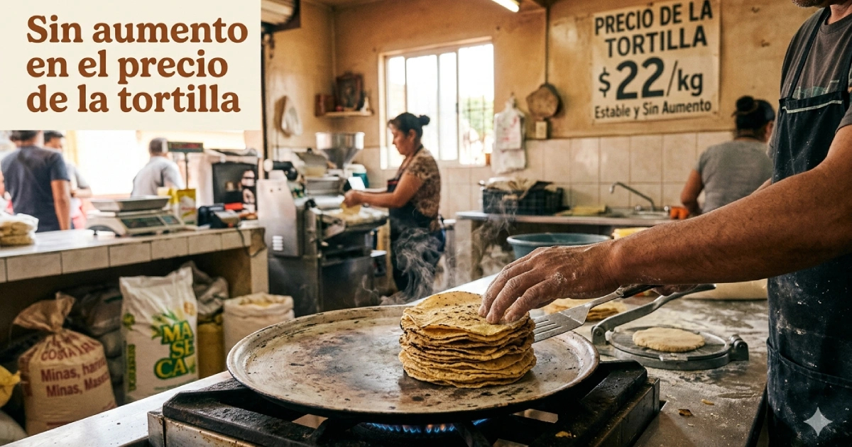 Precio de la tortilla en México se mantiene estable con tortillas recién hechas en tortillería tradicional
