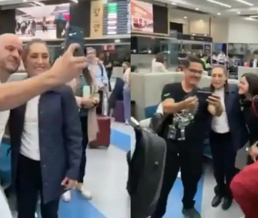 Sheinbaum llega a Madrid entre selfies y abrazos rumbo a la Cumbre de Democracia
