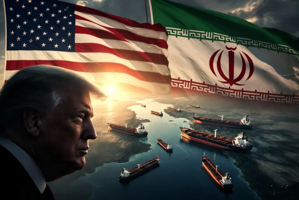 Trump Irán en tensiones nucleares con mapa del Estrecho de Ormuz