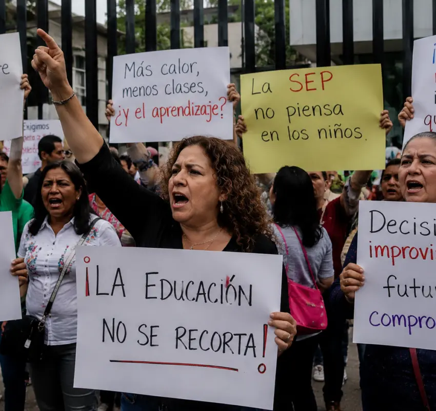 Gente enojada con la SEP por recorte al ciclo escolar 2025-2026