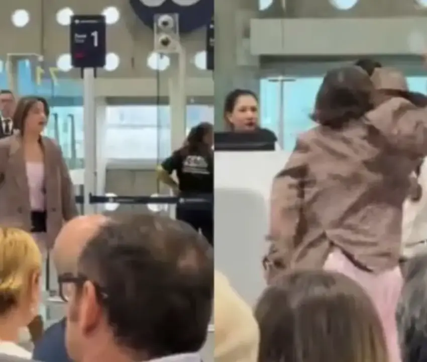 Mujer golpea a guardias de seguridad por llegar tarde a su vuelo en AICM