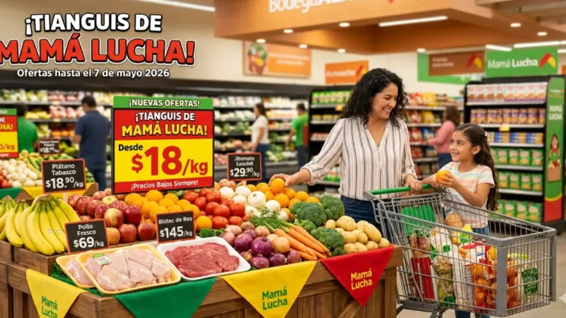 Tianguis de Mamá Lucha precios en Bodega Aurrera con frutas verduras y carne desde 18 pesos por kilo en oferta