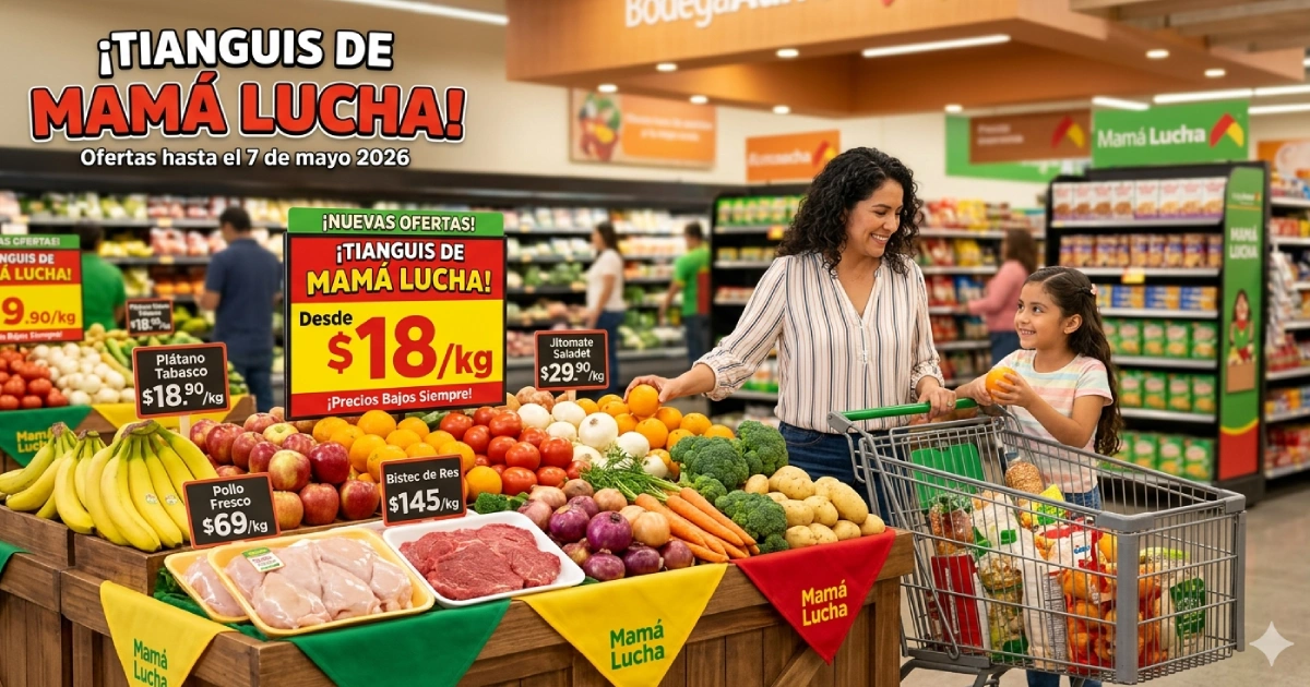 Tianguis de Mamá Lucha precios en Bodega Aurrera con frutas verduras y carne desde 18 pesos por kilo en oferta