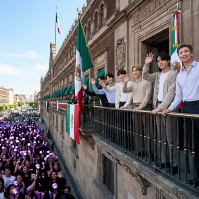BTS Palacio Nacional saludo desde balcón al Zócalo con miles de ARMY