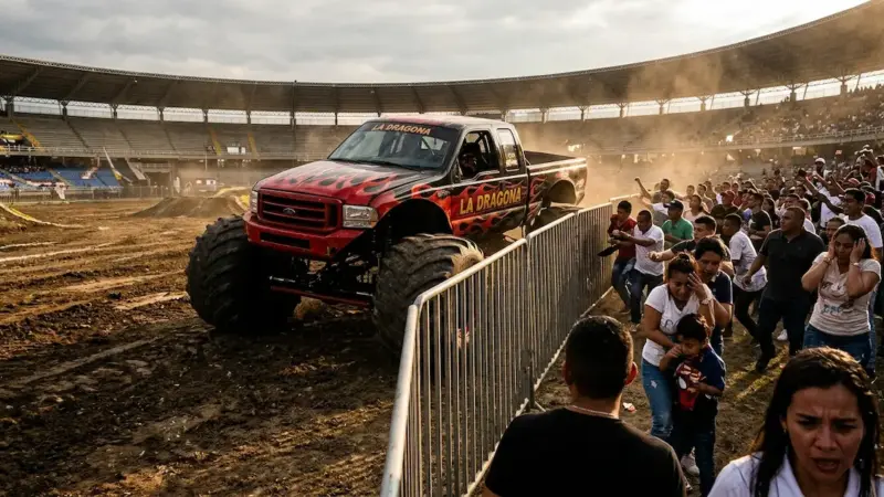 Sonia Segura piloto del monster truck La Dragona en accidente Popayán Colombia