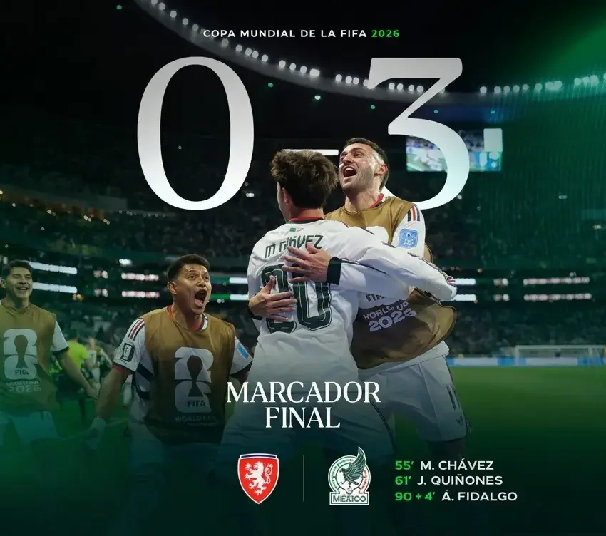 México gana a Chequia y avanza como líder absoluto con marca perfecta