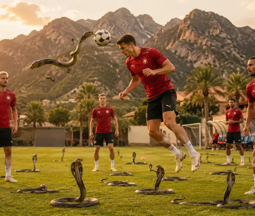 Selección de Suiza entrena rodeada de víboras en San Diego