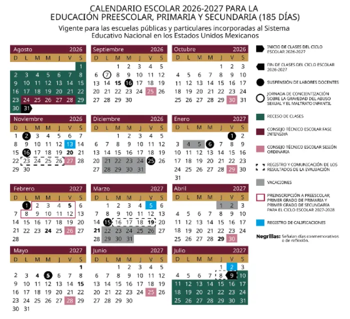Cuándo inicia y termina el ciclo escolar 2026 2027 Aquí el calendario SEP | Calendario escolar 2026 2027